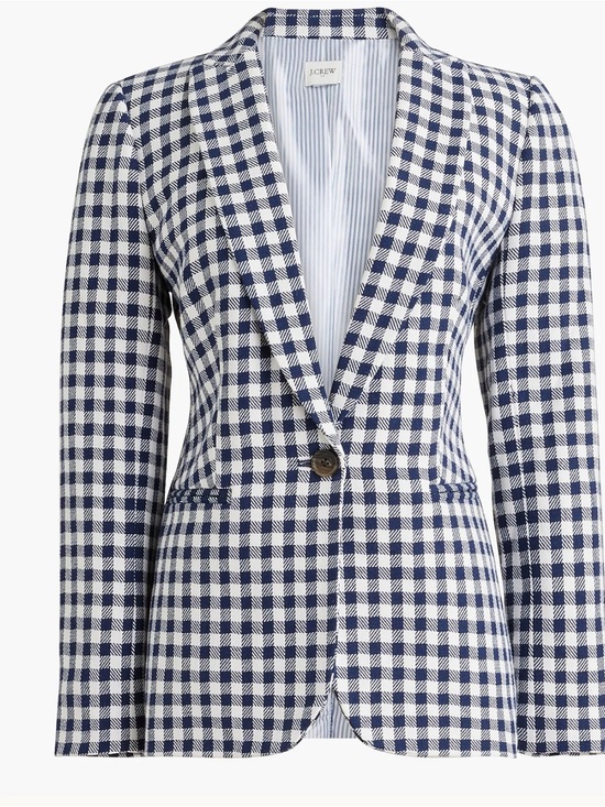J. Crew Jackets & Blazers - J.CREW Gingham Linen Blend Holland Blazer Navy Jacket Suit Women 6 NEW 1969